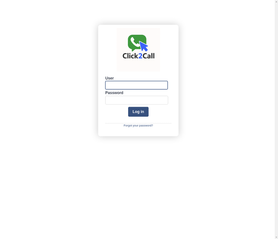 Click2Call portal login page